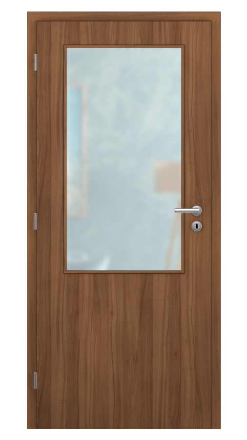 DPO - Požiarne odolné / DPOB S2 - požiarnoodolné presklené dvere / CPL - orech / Satinato pieskované protipožiarne