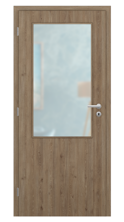 DPO - Požiarne odolné / DPOB S2 - požiarnoodolné presklené dvere / CPL - gaštan horský / Satinato pieskované protipožiarne