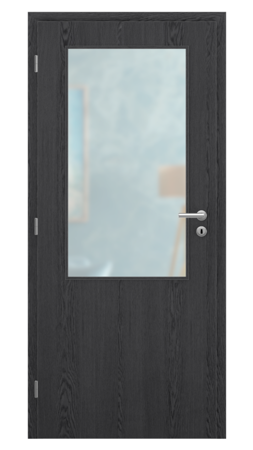 DPO - Požiarne odolné / DPOB S2 - požiarnoodolné presklené dvere / SOLO STRUKTUR - dub dark grey / Satinato pieskované protipožiarne