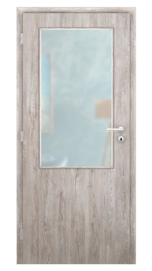 DPO - Požiarne odolné / DPOB S2 - požiarnoodolné presklené dvere / SOLO STRUKTUR - dub alpský / Satinato pieskované protipožiarne