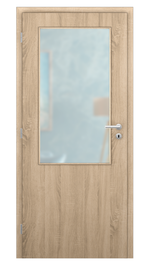DPO - Požiarne odolné / DPOB S2 - požiarnoodolné presklené dvere / SOLO STRUKTUR - dub sonoma / Satinato pieskované protipožiarne