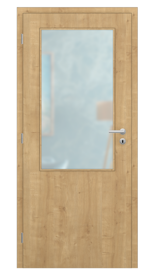DPO - Požiarne odolné / DPOB S2 - požiarnoodolné presklené dvere / CPL SOLO 3D - dub prírodný / Satinato pieskované protipožiarne