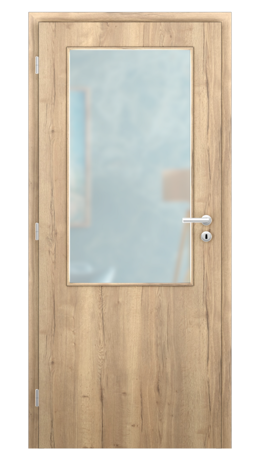 DPO - Požiarne odolné / DPOB S2 - požiarnoodolné presklené dvere / CPL SOLO 3D - dub halifax / Satinato pieskované protipožiarne