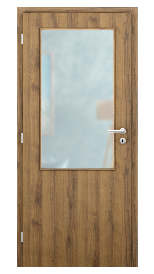 DPO - Požiarne odolné / DPOB S2 - požiarnoodolné presklené dvere / CPL SOLO 3D - dub sherman / Satinato pieskované protipožiarne
