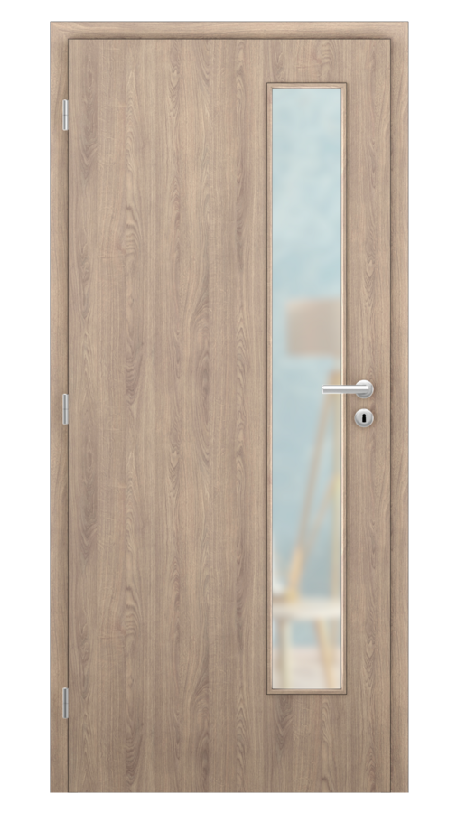 DPO - Požiarne odolné / DPOB S5 - požiarnoodolné presklené dvere / CPL - dub royal / Satinato pieskované protipožiarne