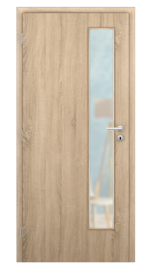 DPO - Požiarne odolné / DPOB S5 - požiarnoodolné presklené dvere / SOLO STRUKTUR - dub sonoma / Satinato pieskované protipožiarne