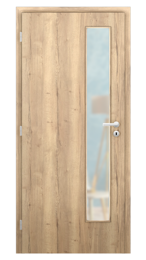 DPO - Požiarne odolné / DPOB S5 - požiarnoodolné presklené dvere / CPL SOLO 3D - dub halifax / Satinato pieskované protipožiarne