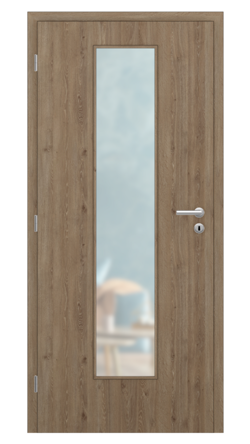 DPO - Požiarne odolné / DPOB S7 - požiarnoodolné presklené dvere / CPL - gaštan horský / Satinato pieskované protipožiarne