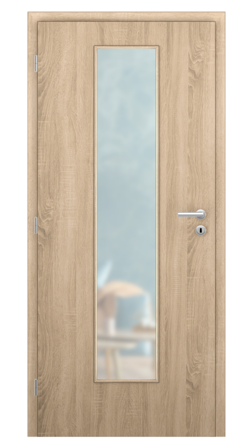 DPO - Požiarne odolné / DPOB S7 - požiarnoodolné presklené dvere / SOLO STRUKTUR - dub sonoma / Satinato pieskované protipožiarne